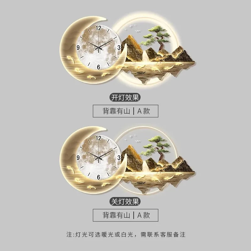 Fashion Luxury Clock Wall Chinese Style Simple Restaurant Creative Silent Aesthetic Wall Watch Nordic Horloge Murale Home Decor
