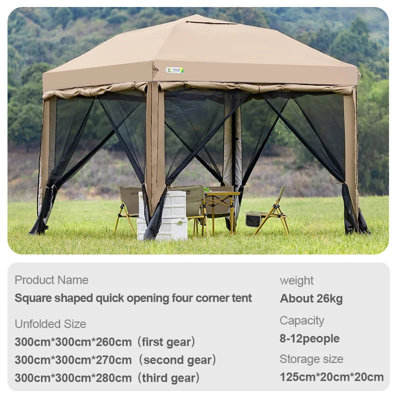 Outdoor 10x10 feet Pop up Canopy Gazebo Tent Straight Leg with 4 Double Layer Sidewall Perfect Instan Event Shelter Air Vent Top