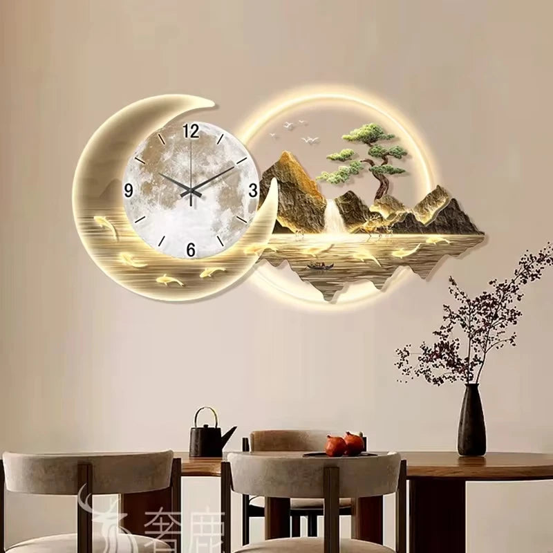Fashion Luxury Clock Wall Chinese Style Simple Restaurant Creative Silent Aesthetic Wall Watch Nordic Horloge Murale Home Decor