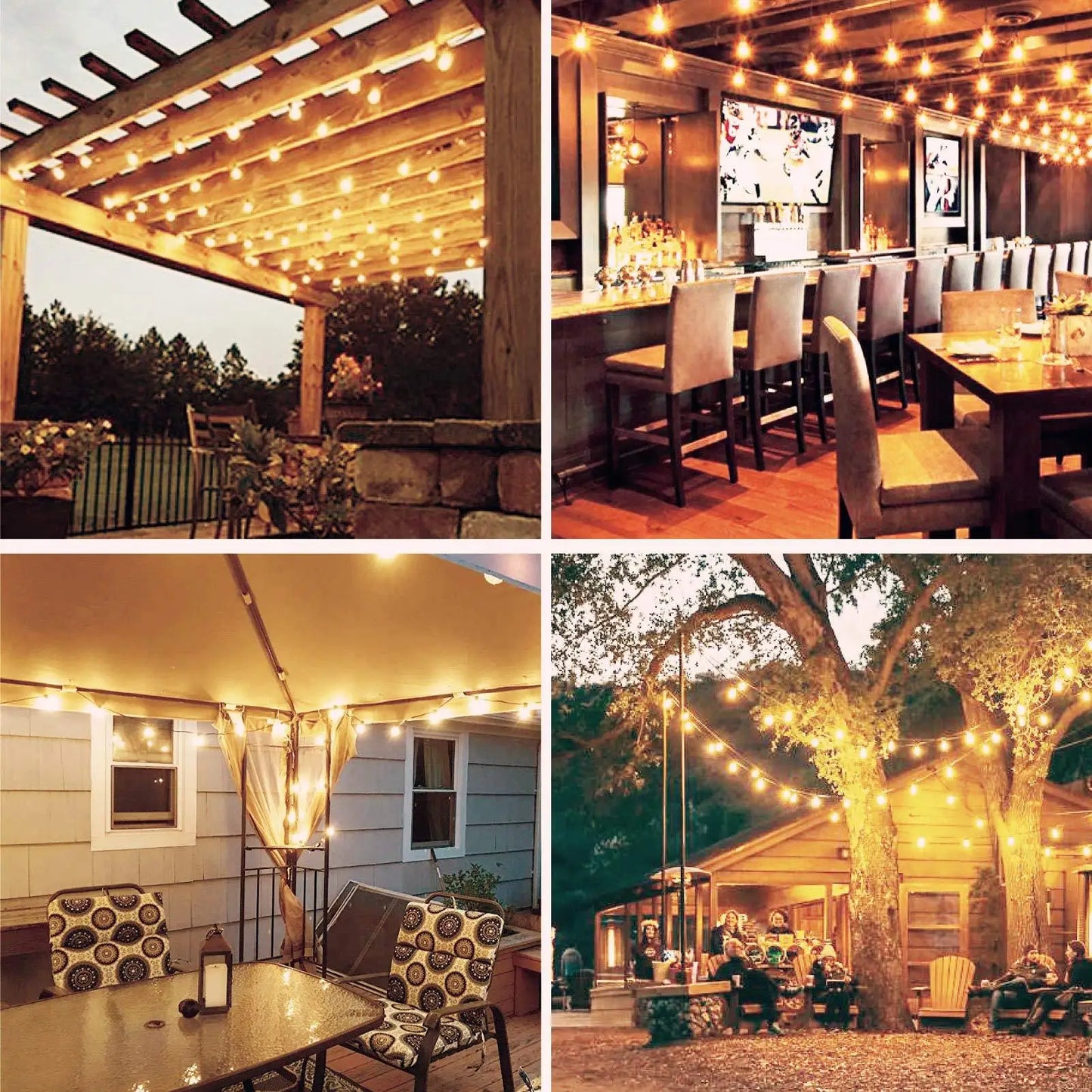 Outdoor String Lights 30M G40 LED Patio Lights EU Plug 50 Edison Bulbs 2 Spare Waterproof Hanging Light for Backyard Party Decor
