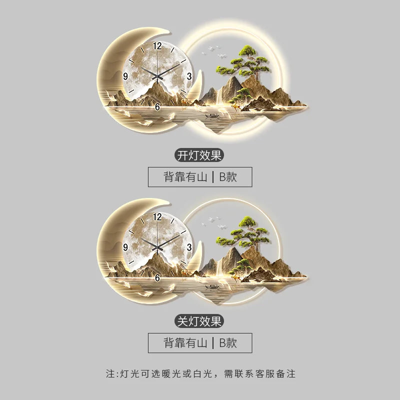 Fashion Luxury Clock Wall Chinese Style Simple Restaurant Creative Silent Aesthetic Wall Watch Nordic Horloge Murale Home Decor