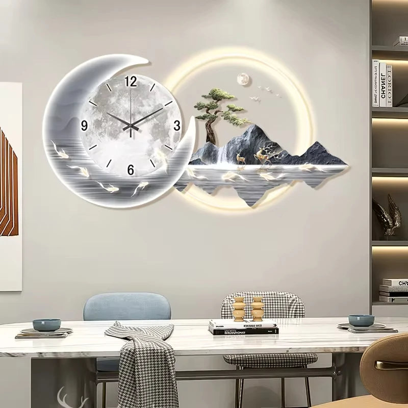 Fashion Luxury Clock Wall Chinese Style Simple Restaurant Creative Silent Aesthetic Wall Watch Nordic Horloge Murale Home Decor