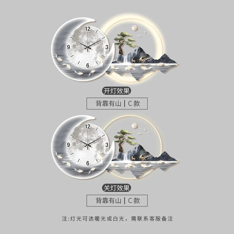Fashion Luxury Clock Wall Chinese Style Simple Restaurant Creative Silent Aesthetic Wall Watch Nordic Horloge Murale Home Decor
