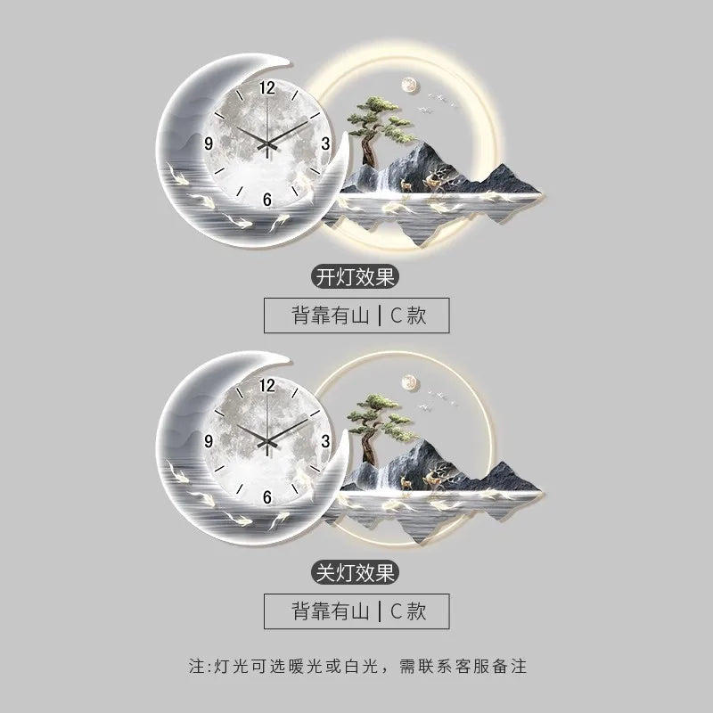 Fashion Luxury Clock Wall Chinese Style Simple Restaurant Creative Silent Aesthetic Wall Watch Nordic Horloge Murale Home Decor