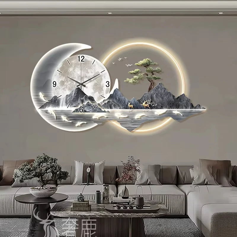 Fashion Luxury Clock Wall Chinese Style Simple Restaurant Creative Silent Aesthetic Wall Watch Nordic Horloge Murale Home Decor