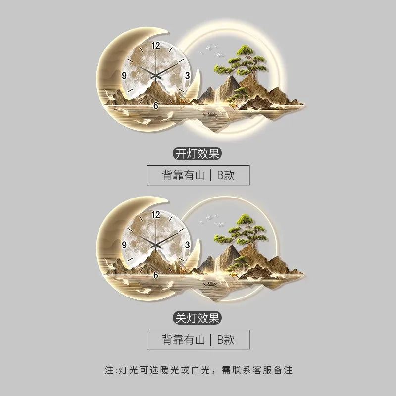 Fashion Luxury Clock Wall Chinese Style Simple Restaurant Creative Silent Aesthetic Wall Watch Nordic Horloge Murale Home Decor