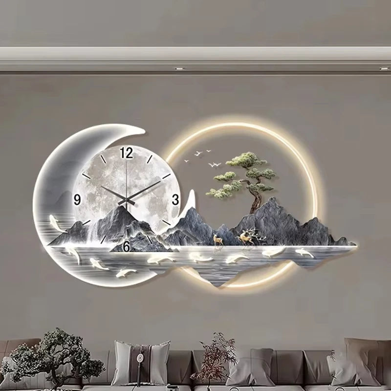 Fashion Luxury Clock Wall Chinese Style Simple Restaurant Creative Silent Aesthetic Wall Watch Nordic Horloge Murale Home Decor