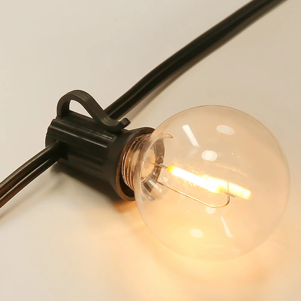 Outdoor String Lights 30M G40 LED Patio Lights EU Plug 50 Edison Bulbs 2 Spare Waterproof Hanging Light for Backyard Party Decor